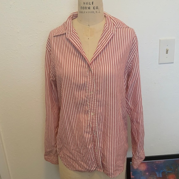 Ralph Lauren 100% silk red and white striped shirt - Picture 2 of 5